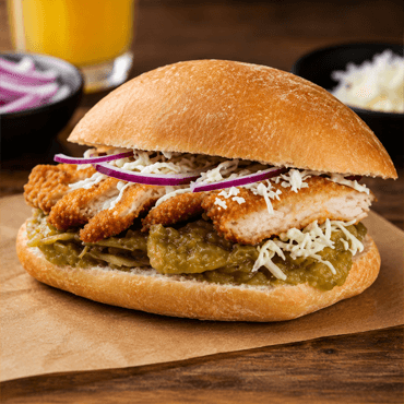 Torta de chilaquiles con milanesa